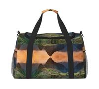 Village On The Top of The Hill Sac de voyage pour homme et femme, sac fourre-tout en polyester imprimé avec bandoulière, Noir , Taille unique