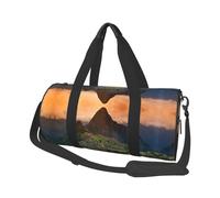 Village On The Top of The Hill Sac de voyage rond en polyester avec bandoulière pour homme et femme, Noir , Taille unique