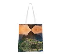 Village On The Top Of The Hill Sac fourre-tout tendance en toile avec imprimé sur toute la surface, grand sac fourre-tout réutilisable avec double poignée, sac de plage, sac de week-end