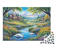 Village paisible Puzzle 1000 Pièces Papier recyclé pour Adultes Puzzle pour Adultes Jeu Difficile et Stimulant Jeu Familial Amusant Excellente idée Cadeau pour Relaxation 38x26cm/1000pcs