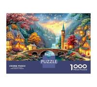Village pittoresque avec Pont en Pierre Puzzle De 1000 Pièces Ville européenne Cadeau d'anniversaire Parfait pour Enfants Et Adultes 70x50cm/1000pcs
