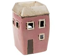 Village Pottery Chauffe-Cire/Huile - Grande Maison Rose avec Toit carré