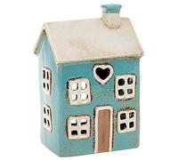 Village Pottery Photophore Coeur Maison Bleue, Bleu