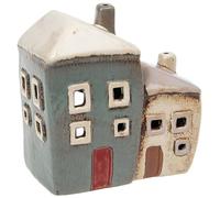 Village Pottery Photophore Double Maison Gris et crème