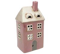 Village Pottery Photophore Rose en Forme de Maison