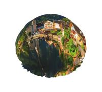 Village Scenic Multi-Scene Bonnet de douche et bonnet de cuisine étanche double couche pour adultes, enfants, hommes et femmes.