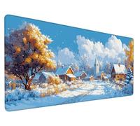 Village Tapis de Souris XXL 800x400x3mm Tapis de Souris Gaming Grand Hiver Tapis de Bureau Antidérapant Étanche Bords Cousus, Améliore Vitesse et Précision, pour Maison, Bureau, Gamer, PC, Model 430