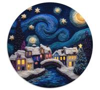 Village tricoté en 3D sous Le Ciel étoilé Cadeau Unique Décoration Intérieure Jeu ÉduChatif Challenge Toy Adultes & Enfants des 14 Ans 1000pcs (67.5x67.5cm)