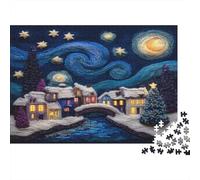 Village tricoté en 3D sous Un Ciel étoilé Cadeau Unique Décoration Intérieure Jeu ÉduChatif Challenge Toy Adultes & Enfants des 14 Ans 1000pcs (75x50cm)