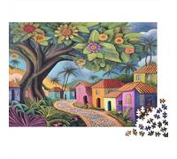 Village Tropical 1000pcs (75x50cm) Puzzle pour Adultes - Maisons colorées et Arbres mystérieux,Jouet De DIY