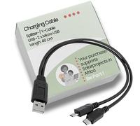 Villageboom Câble de charge micro USB répartiteur Y 1 à 2, répartiteur de câble micro USB Y, charge 2 appareils en même temps, 40 cm de long, produit à valeur ajoutée sociale