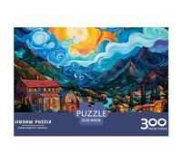 Villages 300 pièces pour adultes - Puzzle amusant en bois épais - Décoration - Jouet intellectuel - Soulagement du stress - Jeu éducatif - Relaxation et intelligence - 300 pièces (40 x 28 cm)