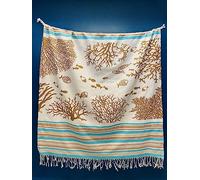 Villages de Provence - Fouta de Plage XXL - Motif Mer - Serviette Plage - Drap de Bain Hammam, Sauna, Spa - Tissage Fin revêtement Doux - Fouta Plage 100x200 cm - 100% Coton (Unité, Turquoise)