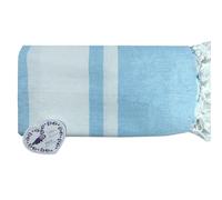 Villages de Provence - Fouta de Plage XXL - Serviette Plage - Drap de Bain Hammam, Sauna, Spa - Tissage Fin revêtement Doux - Fouta Plage 100x200 cm - 100% Coton - Bleu Ciel