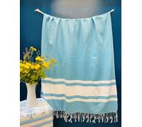 Villages de Provence - Fouta de Plage XXL - Serviette Plage Grande Taille- Drap de Bain Grande Taille Hammam, Sauna, Spa - Fouta Plage 100x200 cm - 100% Coton (Turquoise, Unité)
