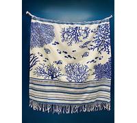 Villages de Provence - Lot de 2 Fouta de Plage XXL - Motif Mer - Serviette Plage - Drap de Bain Hammam, Sauna, Spa - Tissage Fin revêtement Doux - Fouta Plage 100x200 cm - 100% Coton (Lot de 2, Bleu)