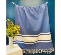 Villages de Provence - Lot de 2 Fouta de Plage XXL - Serviette Plage Grande Taille- Drap de Bain Grande Taille Hammam, Sauna, Spa - Fouta Plage 100x200 cm - 100% Coton (Bleu, Lot de 2)