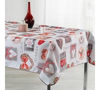 Villages de Provence - Nappe Antitache - Infroissable et 100% Polyester - Blanc - Coeur Cosy Love Home - Intérieur ou Extérieur (300x150 cm)