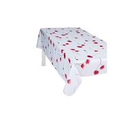 Villages de Provence - Nappe Antitache Rectangulaire - Infroissable et 100% Polyester - Blanc - 300x150 cm - Coquelicot - 8/10 Couverts - Intérieur ou Extérieur - Table à Manger, Cuisine ou Jardin