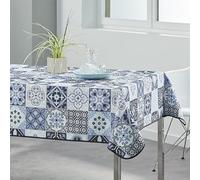 Villages de Provence - Nappe Antitache Rectangulaire - Infroissable et 100% Polyester - Bleu - 240x150 cm - Mosaïque - 6/8 Couverts - Intérieur ou Extérieur - Table à Manger, Cuisine ou Jardin