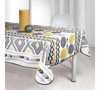 Villages de Provence - Nappe Antitache Rectangulaire - Infroissable et 100% Polyester - Jaune - 240x150 cm - Miroir - 6/8 Couverts - Intérieur ou Extérieur - Table à Manger, Cuisine ou Jardin