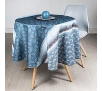 Villages de Provence - Nappe Antitache Ronde - Infroissable et 100% Polyester - Bleu - Ø 160 cm - Nappe Antitache - Zazou - 4/6 Couverts - Intérieur ou Extérieur - Table à Manger, Cuisine ou Jardin