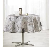 Villages de Provence - Nappe Antitache Ronde - Infroissable et 100% Polyester - Gris - Ø 160 cm - Coeur Givré - 4/6 Couverts - Intérieur ou Extérieur - Table à Manger, Cuisine ou Jardin