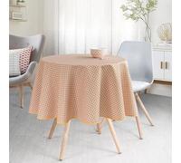 Villages de Provence - Nappe Antitache Ronde - Infroissable et 100% Polyester - Jaune - Ø 160 cm - Paon - 4/6 Couverts - Intérieur ou Extérieur - Table à Manger, Cuisine ou Jardin