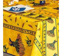 Villages de Provence - Nappe Provençale Antitache - Infroissable et 100% Polyester - Bouquet de Blé - Intérieur ou Extérieur - Table à Manger, Cuisine ou Jardin (Jaune, 240x150 cm)