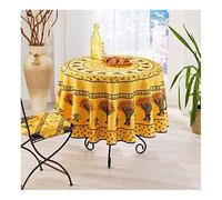 Villages de Provence - Nappe Provençale Antitache - Infroissable et 100% Polyester - Bouquet de Blé - Intérieur ou Extérieur - Table à Manger, Cuisine ou Jardin (Jaune, 180 cm)