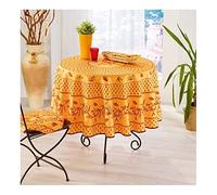 Villages de Provence - Nappe Provençale Antitache - Infroissable et 100% Polyester - Cigale Olive - Intérieur ou Extérieur (Jaune, 180 cm)