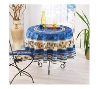 Villages de Provence - Nappe Provençale Antitache - Infroissable et 100% Polyester - Tournesol Abeille - Intérieur ou Extérieur (Bleu, 180 cm)