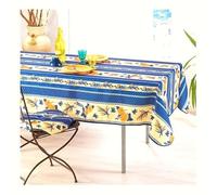 Villages de Provence - Nappe Provençale Antitache Rectangulaire - Infroissable et 100% Polyester - Tournesol Abeille - Intérieur ou Extérieur (Bleu, 240x150 cm)
