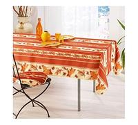 Villages de Provence - Nappe Provençale Antitache Rectangulaire - Infroissable et 100% Polyester - Tournesol Abeille - Intérieur ou Extérieur (Brique, 240x150 cm)