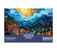 Villages Puzzle 1000 Pièces Montagnes Puzzles Jeu Éducatif Défi Jouets Décoration Murale De La Maison en Carton 100% Recyclé pour Adultes 38x26cm/1000pcs