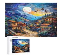 Villages Puzzles Adultes 1000 Pièces en Bois, Jouet De Puzzle De Défi De Cerveau pour des Enfants, D’Intelligence （75×50cm）