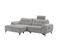 VILLALBA - Canapé Relax Méridienne gauche Têtières Réglables Tissu Bubble Gris foncé