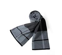 Villand Écharpe Tricotée Tartan en Laine Mérinos Australienne pour Hommes, Plaid Hiver Chaud Épais Doux Cravates avec Boîte Cadeau, 30CM W x 180CM L (Gris Clair Carreaux)