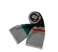 Villand Écharpe Tricotée Tartan en Laine Mérinos Australienne pour Hommes, Plaid Hiver Chaud Épais Doux Cravates avec Boîte Cadeau, 30CM W x 180CM L (Tartan Gris Sarcelle)