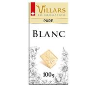 VILLARS Tablette de Chocolat Blanc Pur 100g, douceur onctueuse idéale pour gourmands exigeants- Lot De 4