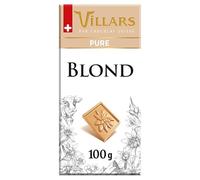 VILLARS - Tablette de Chocolat Blond Pur 100G - Saveur raffinée et texture fondante pour une pause gourmande - Lot De 4