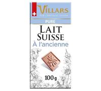 VILLARS - Tablette de Chocolat Pur Lait Suisse - 100g - Savourez l'authenticité du lait suisse dans chaque carré de chocolat - Idéal pour les pauses gourmandes - Lot De 4 - Vendu Par Lot