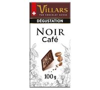 VILLARS - Tablette Dégustation Chocolat Noir Aux Pépites De Café 100G - Lot De 4