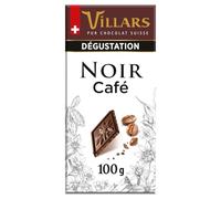 VILLARS - Tablette Gourmande Noir Café, Alliance Intense et Arômes Subtils (100 g) - Le Lot De 4