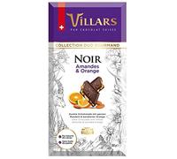 VILLARS - Tablette Noir Amandes Orange 180G - Lot De 4 - Livraison Gratuite