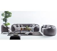 Villas de luxe Meubles Chesterfield gris Canapé en tissu JVmoebel