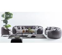Villas de luxe Meubles Chesterfield gris Canapé en tissu textile 4+3+1