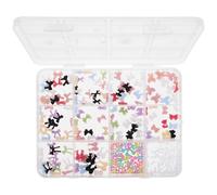 VILLCASE 1 Boîte Boîte 12 Compartiments de Breloques pour Ongles Nœud 3d en Résine Assorties, Décorations Kawaii Soi-même pour Nail Art, Accessoires Manucure Mignons et Créatifs, Usage