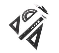 VILLCASE 1 Ensemble Règles de Mesure Aluminium avec Compas Kit Complet pour Mathématiques et Dessin Technique Règles Triangulaires et Rapporteur Outils pour Utilisation Scolaire et