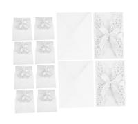VILLCASE 10 Ensembles Carte de mariage européenne invitations de de mariage pour bureau marque-places imprimables vierges ruban blanche